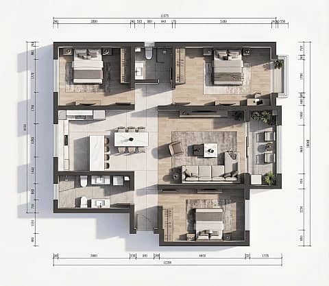 3D floor plan example generated by FloorDrafter