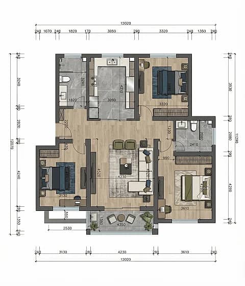 Rendered floor plan example generated by FloorDrafter