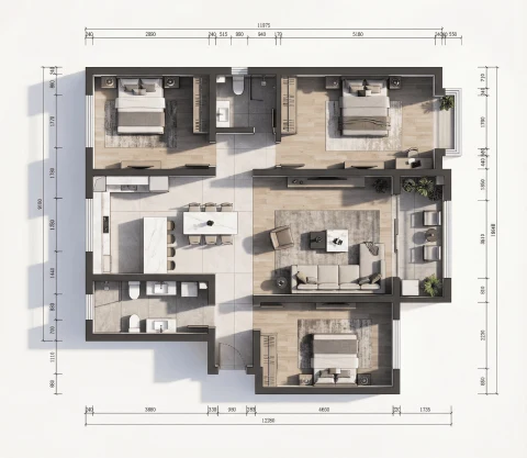 2.5D floor plan example generated by FloorDrafter
