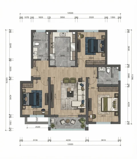 Rendered floor plan example generated by FloorDrafter